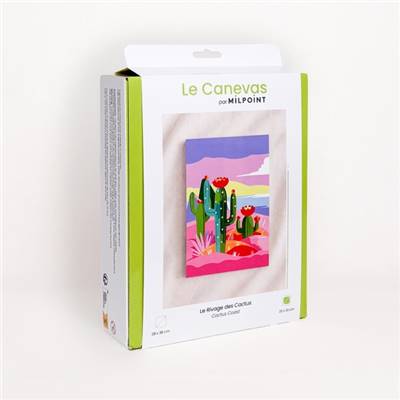 KIT CANEVAS COMPLET - DESSIN 20 X 30 CM - LE RIVAGE DES CACTUS