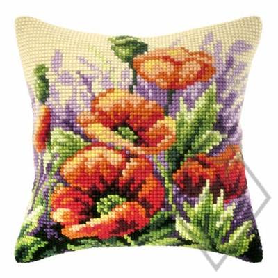 COUSSIN PT DE CROIX EN KIT 40 X 40 CM - COQUELICOTS