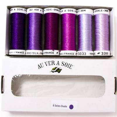 PACK 6 NUANCES SOIE OVALE - VIOLET - IDEAL PEINTURE A L'AIGUILLE