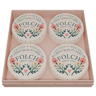 COFFRET 4 BOITES 25G - EPINGLES COUTURE N°6 TISSUS DELICATS - FOLCH