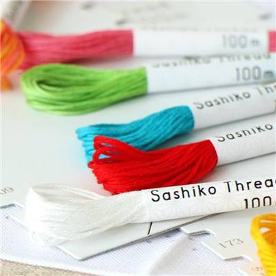 COLLECTION FIL SASHIKO UNI - LOT 20 MINI ECHEVETTES ASSORTIES DE 5M