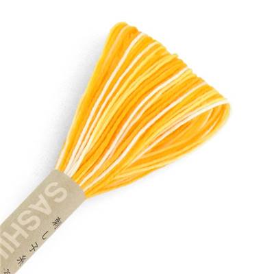 FIL SASHIKO MULTICOLORE COL 55 JAUNE ORANGE - LOT DE 6 ECH. DE 20 M