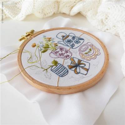 TEA PARTY - KIT BRODERIE 16X16CM - TAMBOUR NON INCLUS - TAMAR NY