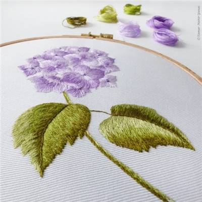 PURPLE HORTENSIA - KIT BRODERIE 21X21CM - TAMBOUR NON INCLUS