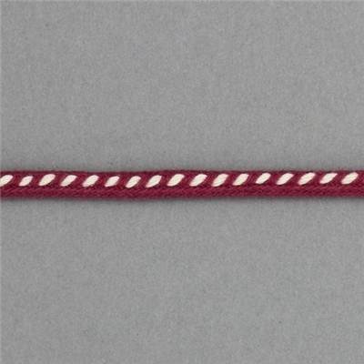 CORDELETTE POINTILLE COTON FRAMBOISE - ECRU - LA BOBINE DE 10 M