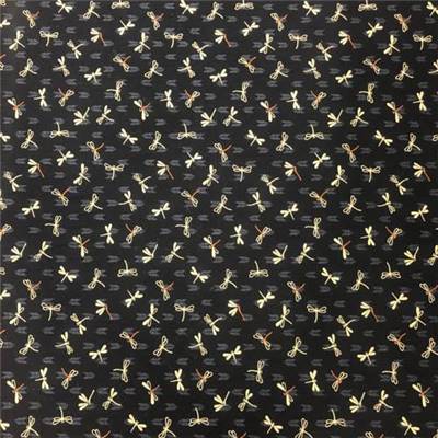 COUPON TISSU 50X55 JAP LIBELLULES FOND MARINE