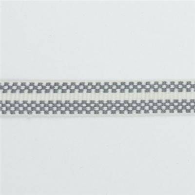 GALON DAMIER COTON 14 MM ECRU - GRIS PERLE - LA BOBINE DE 10 M