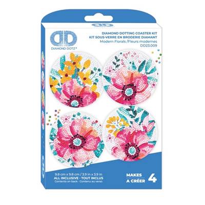 KIT BRODERIE DIAMANT 4 SOUS-VERRES - MODERN FLORALS