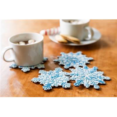 KIT BRODERIE DIAMANT 4 SOUS-VERRES - SNOWFLAKES