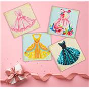 KIT BRODERIE DIAMANT MINI DOTZ - PARTY DRESSES - PACK 4 DESSINS