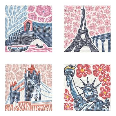 KIT BRODERIE DIAMANT MINI DOTZ - MONUMENTS HISTORIQUES -PACK DE 4 