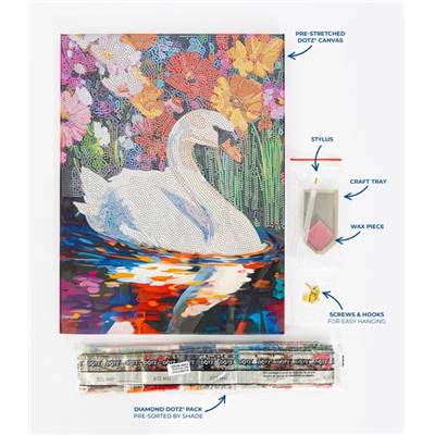 KIT BRODERIE DIAMANT DOTZ - FLORAL SWAN LAKE AVEC CADRE