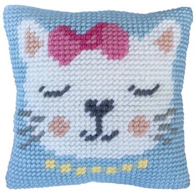 COUSSIN TAPISSERIE LADYBIRD - PETIT CHAT - 22 X 22 CM