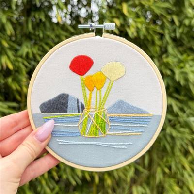 KIT BRODERIE AVEC TAMBOUR 15 CM - HORIZON FLEURI