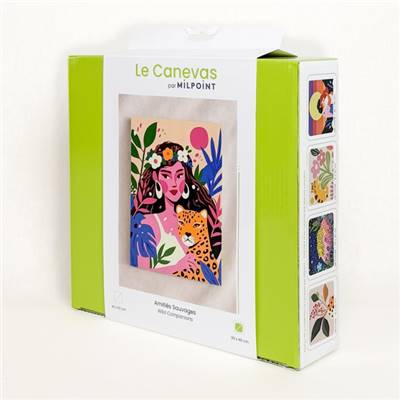 KIT CANEVAS COMPLET - DESSIN 30 X 40 CM - AMITIES SAUVAGES