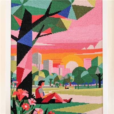 CANEVAS IMPRIME BLANC - DESSIN 40 X 50 CM - PARC AU CREPUSCULE