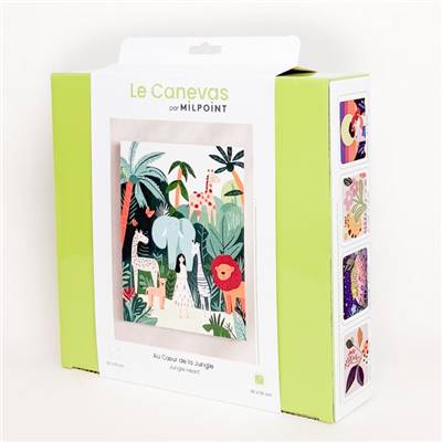 KIT CANEVAS COMPLET - DESSIN 40 X 50 CM - AU COEUR DE LA JUNGLE