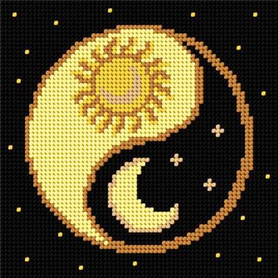 KIT CANEVAS SLOWCRAFT 26 X 26 CM - SOLEIL ET LUNE