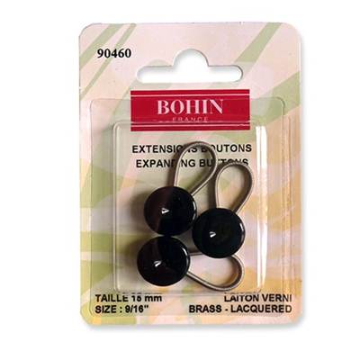 EXTENSIONS BOUTONS 15 MM NOIR - BLISTER DE 3