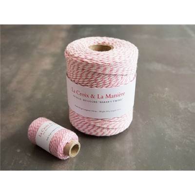 GROSSE BOBINE FICELLE BICOLORE BLANC-ROSE - 150 M - 200 G