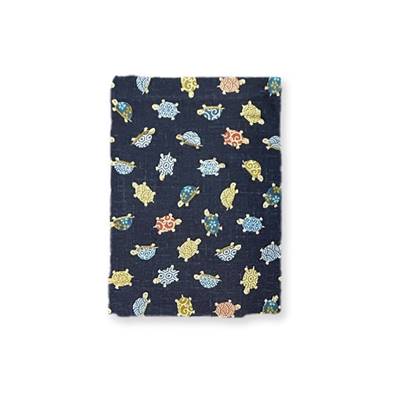 COUPON TISSU JAPONAIS 50 X 55 CM - TORTUES BLEU MARINE