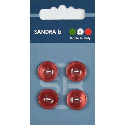 Carte 4 boutons plastique 2 trous - 15 mm - Bordeaux