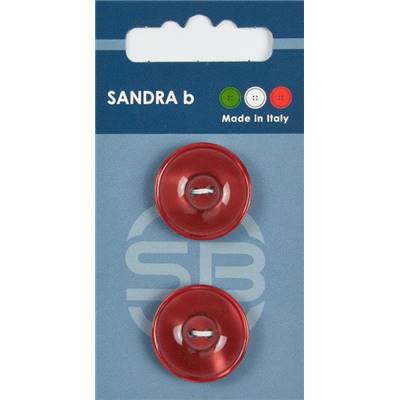 Carte 2 boutons plastique 2 trous - 23 mm - Bordeaux