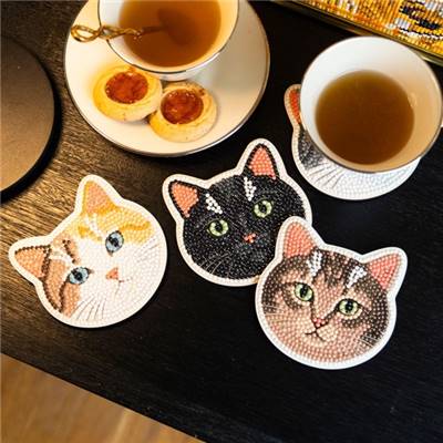 KIT BRODERIE DIAMANT 4 SOUS-VERRES - CATS