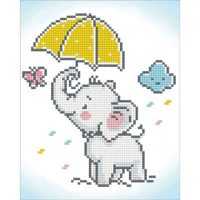 KIT BRODERIE DIAMANT - ELEPHANTEAU SOUS LA PLUIE