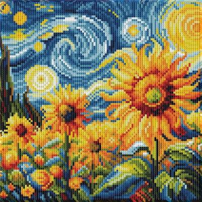 KIT BRODERIE DIAMANT DOTZ - STARRY NIGHT SUNFLOWERS AVEC CADRE