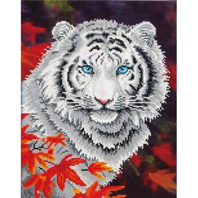 KIT BRODERIE DIAMANT - TIGRE BLANC EN AUTOMNE