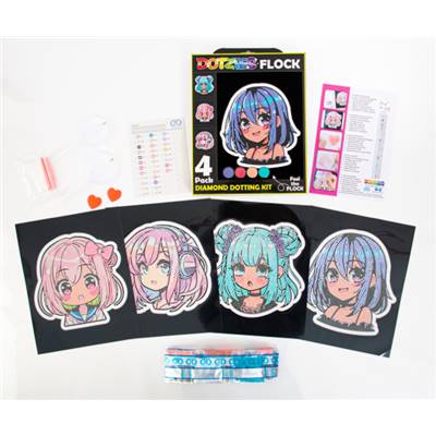 KIT BRODERIE DIAMANT DOTZIES FLOCK - 4 ANIME GIRLS