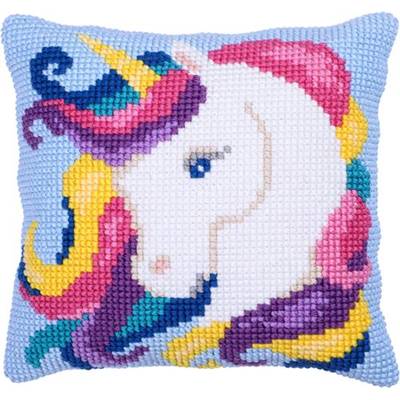 COUSSIN POINT DE CROIX LADYBIRD - LICORNE - 40 X 40 CM