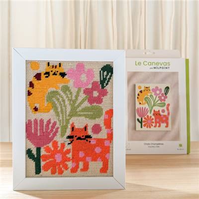 KIT CANEVAS COMPLET - DESSIN 15 X 20 CM - CHATS CHAMPETRES