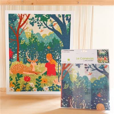 CANEVAS IMPRIME BLANC - DESSIN 40 X 50 CM - CLAIRIERE PAISIBLE