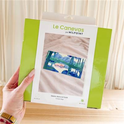 KIT CANEVAS COMPLET - DESSIN 40 X 20 CM - SIESTE DANS LA FORET