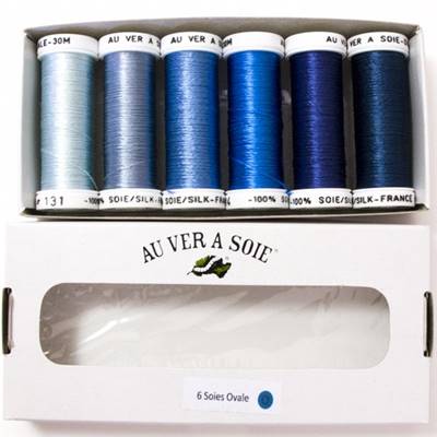 PACK 6 NUANCES SOIE OVALE - BLEU ORAGE - IDEAL PEINTURE A L'AIGUILLE