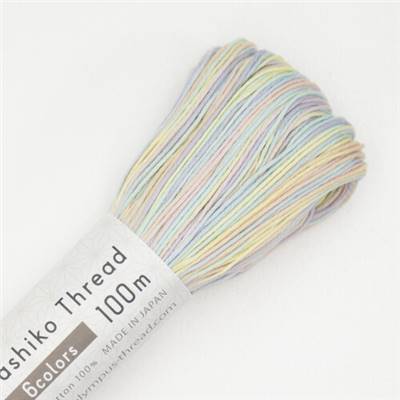 FIL SASHIKO DEGRADE -COL 302- MULTICOLORE PASTEL -LOT 3 ECH. DE 100 M