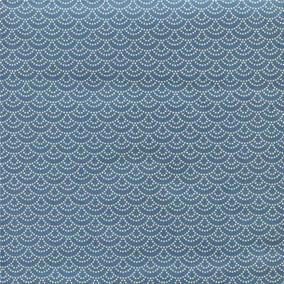 COUPON TISSU 50X55 JAP VAGUE BLEU CANARD