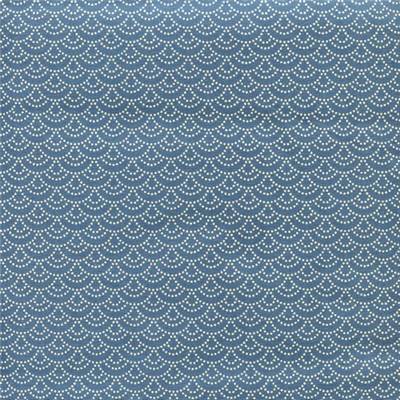 COUPON TISSU 45X55 JAP VAGUE BLEU CANARD