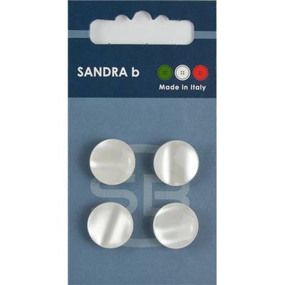 "Carte 4 boutons polyester ""Sudan"" - 15 mm - Blanc"