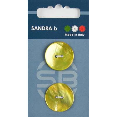 Carte 2 boutons Nacre 2 trous vernis brillant - 23 mm - Jaune