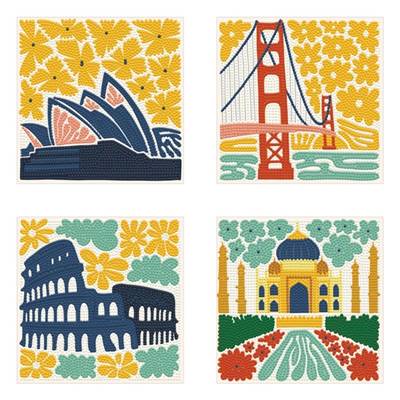 KIT BRODERIE DIAMANT MINI DOTZ - MONUMENTS DE DISTINCTION -PACK DE 4 