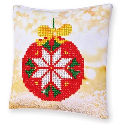 KIT BRODERIE DIAMANT COUSSIN NOEL - BOULE ROUGE DE NOEL