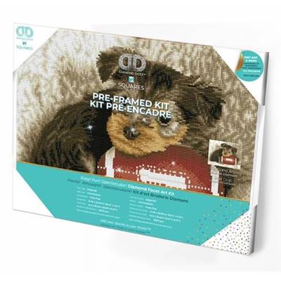 KIT BRODERIE DIAMANT SQUARES - FOOTY PUP - PRE-ENCADRE