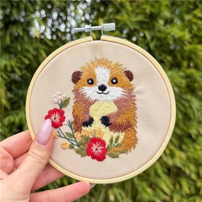 KIT BRODERIE AVEC TAMBOUR 15 CM - AMI DU JARDIN