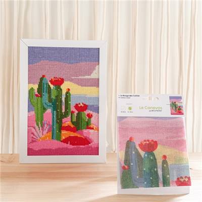 CANEVAS IMPRIME BLANC - DESSIN 20 X 30 CM - LE RIVAGE DES CACTUS