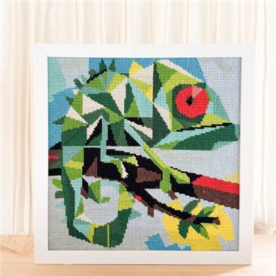 KIT CANEVAS COMPLET - DESSIN 30 X 30 CM - CAMELEON PERCHE