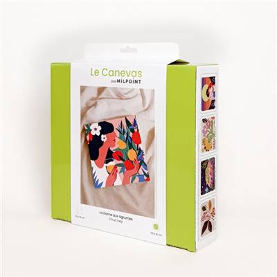 KIT CANEVAS COMPLET - DESSIN 30 X 30 CM - LA DAME AUX AGRUMES