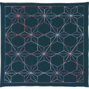 COUPON TISSU SASHIKO 33 x 66 CM -HANAFUKIN 205 +AIGUILLE+ FIL SASHIKO